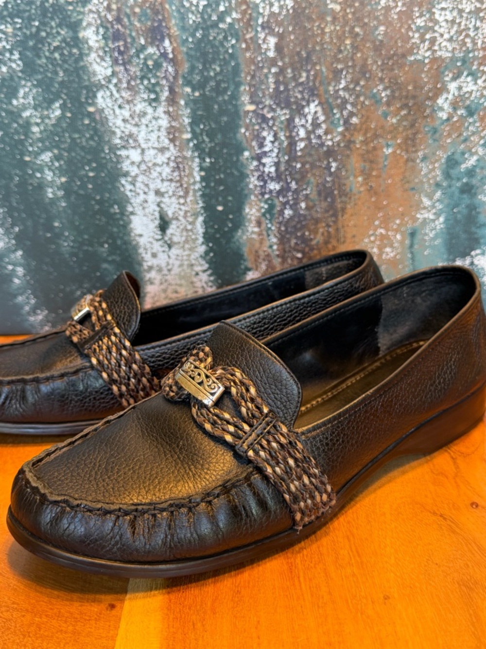 Brighton Classic 2010s Black Leather Flats Size 10M (VGUC)
